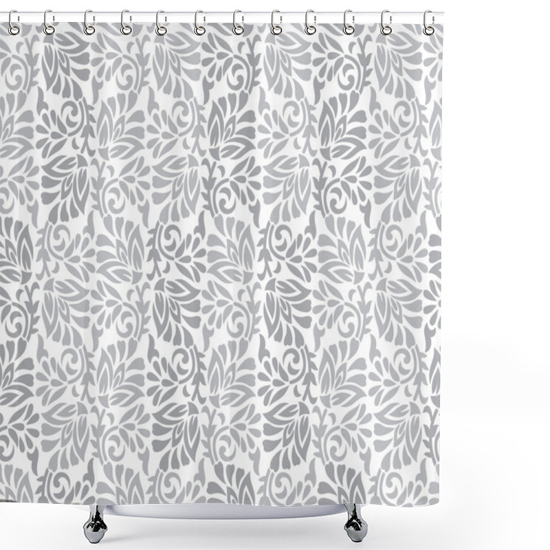 Personality  Seamless Silver Floral Designer Background Shower Curtains