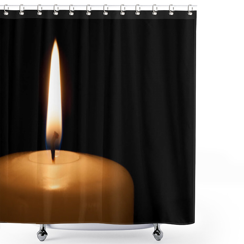 Personality  White Candle On Black Background With Copy Space For Text Shower Curtains