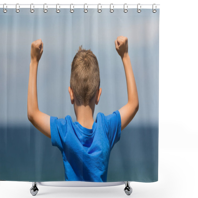 Personality  Boy With Clenched Fists Shower Curtains