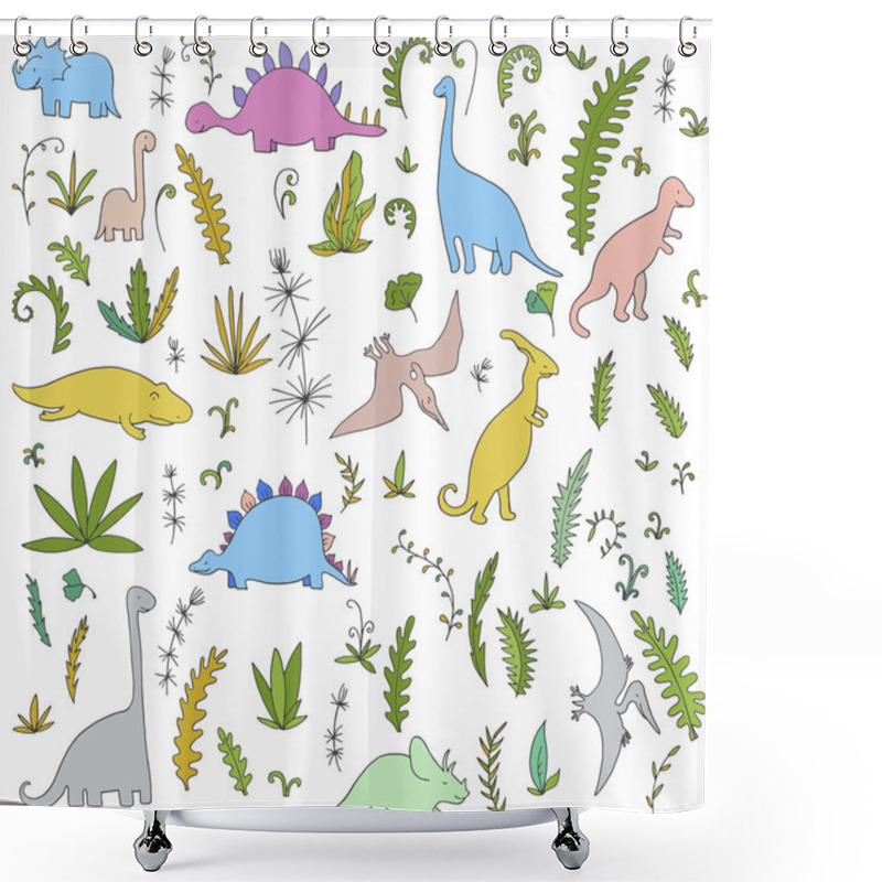 Personality  Dinosaurs And Prehistoric Plants Set Shower Curtains