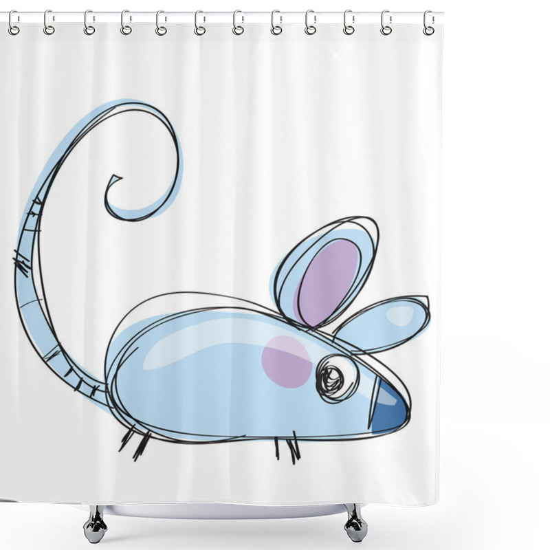 Personality  Cartoon Baby Vector Mouse In A Naif Childish Drawing Style Shower Curtains