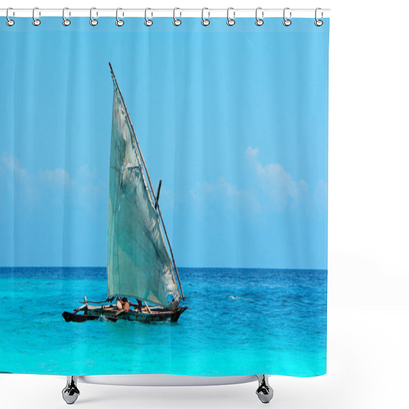 Personality  Wooden Sailboat On Water Shower Curtains