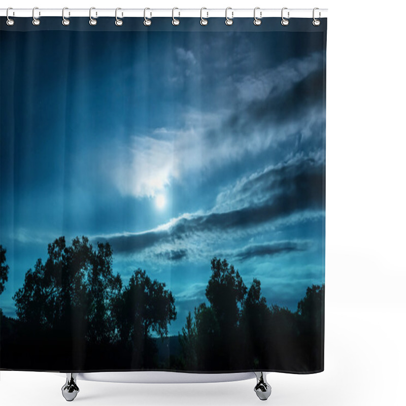 Personality  Full Moon Night In Forest Shower Curtains