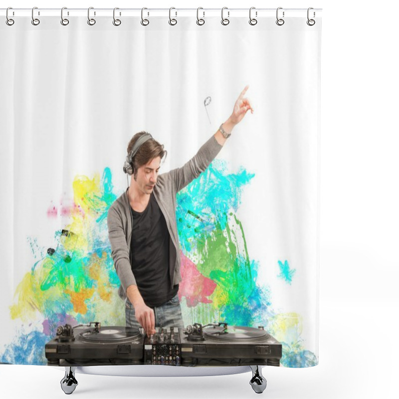 Personality  DJ Playing Music Shower Curtains