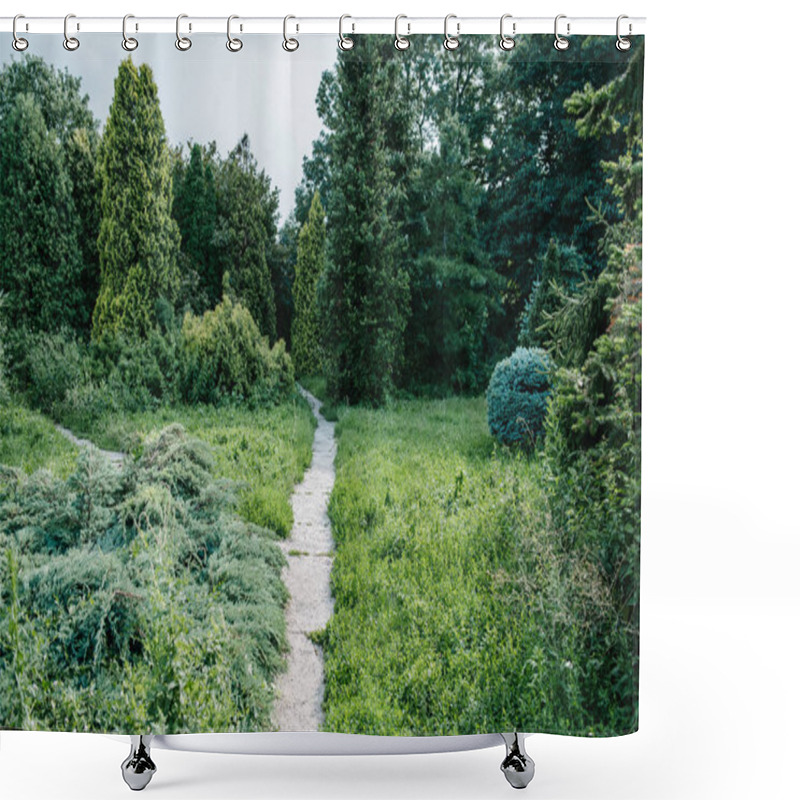 Personality  Footpath With Various Green Plants Around In Park Shower Curtains