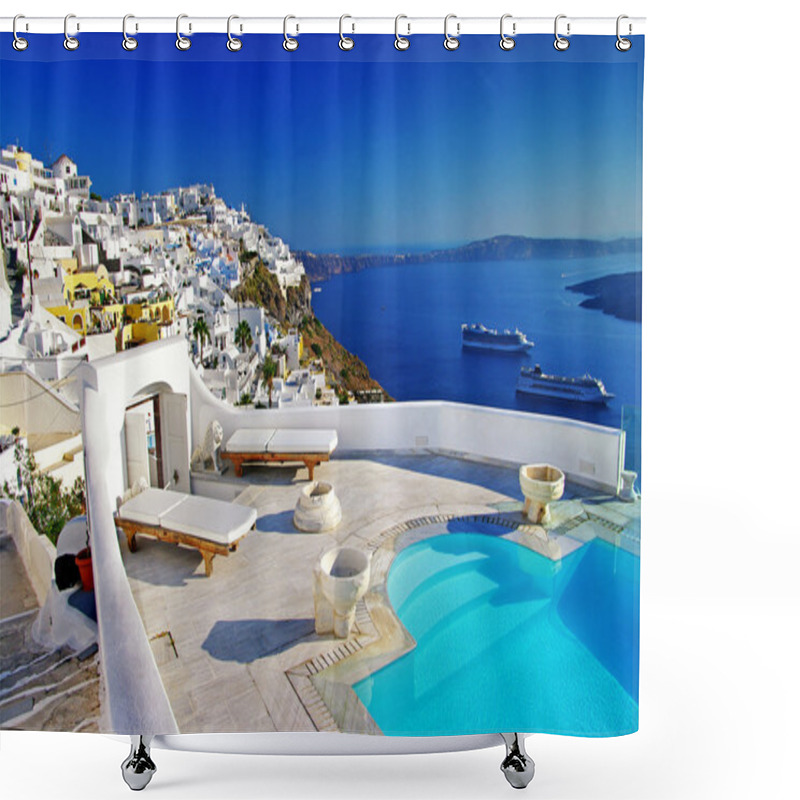 Personality  Romantic Holidays - Santorini Resorts Shower Curtains