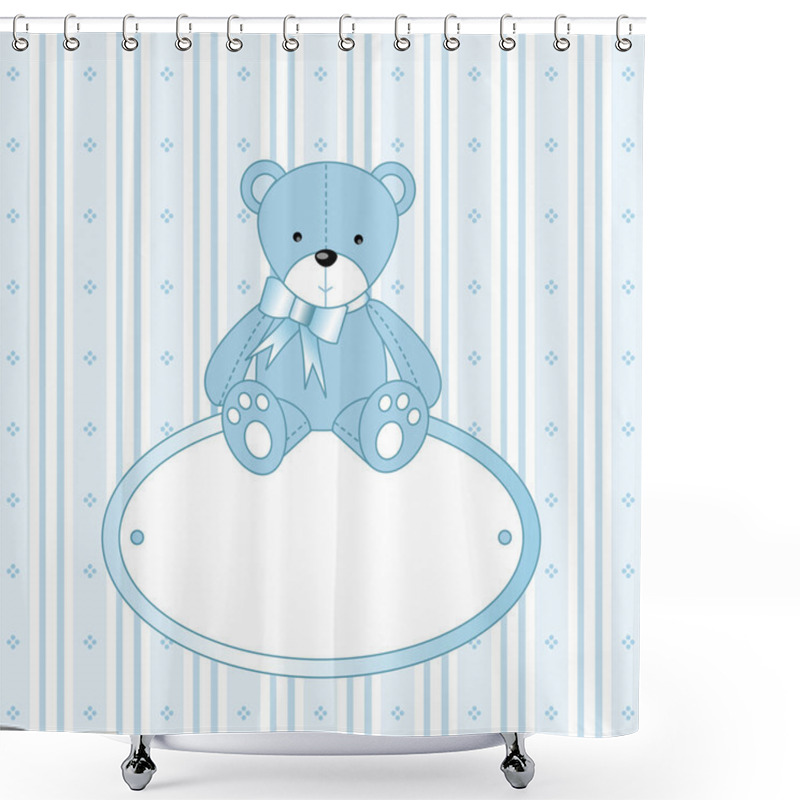 Personality  Teddy Bear For Baby Boy - Baby Arrival Announcement Shower Curtains