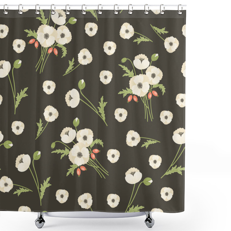 Personality  Poppy Flowers Seamless Pattern Shower Curtains