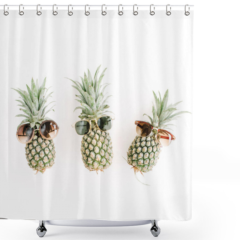 Personality  Hipster Pineapples In Sunglasses Shower Curtains