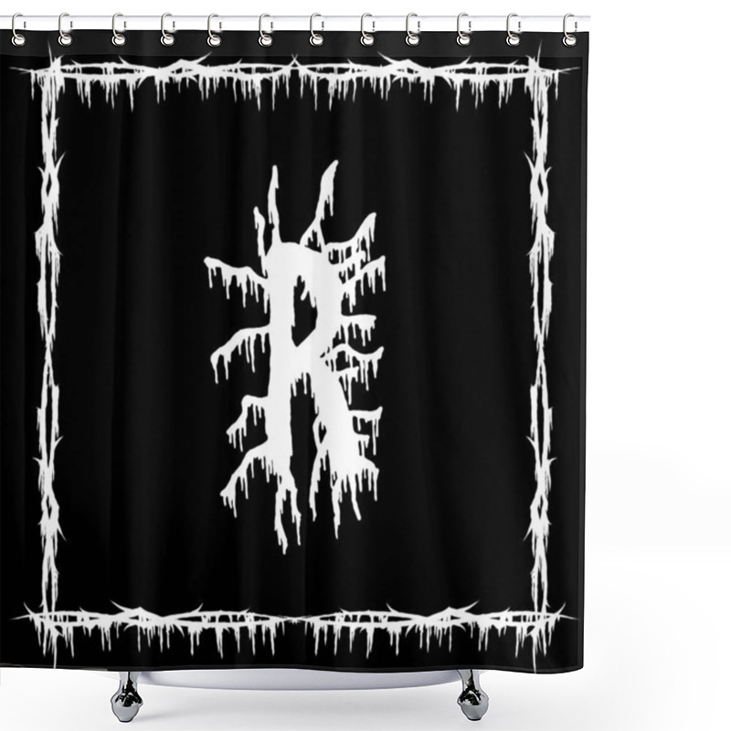 Personality  Metal Music Band Font.White Smudged And Tattered Letter On Black Background. Shower Curtains