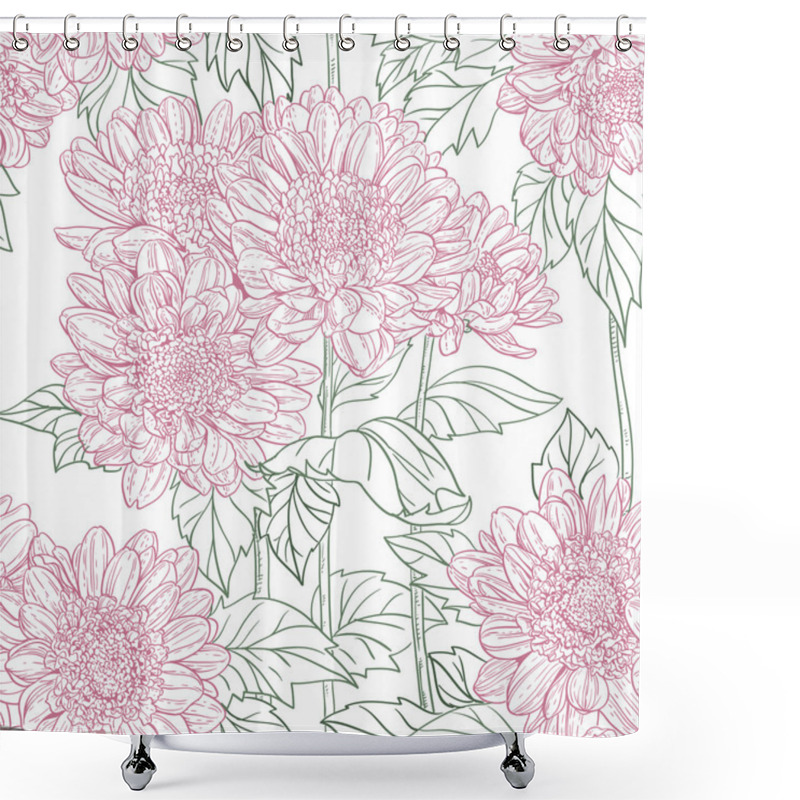 Personality  Seamless Pattern Chrysanthemum Shower Curtains