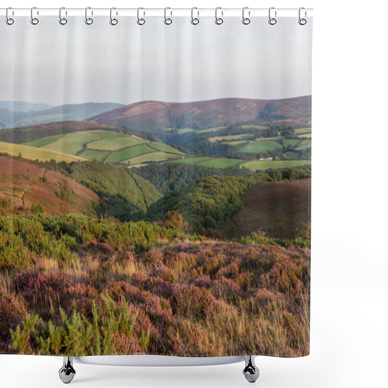 Personality  View Of Porlock Common At The Top Of Porlock Hill In Exmoor Natioanl Park Shower Curtains