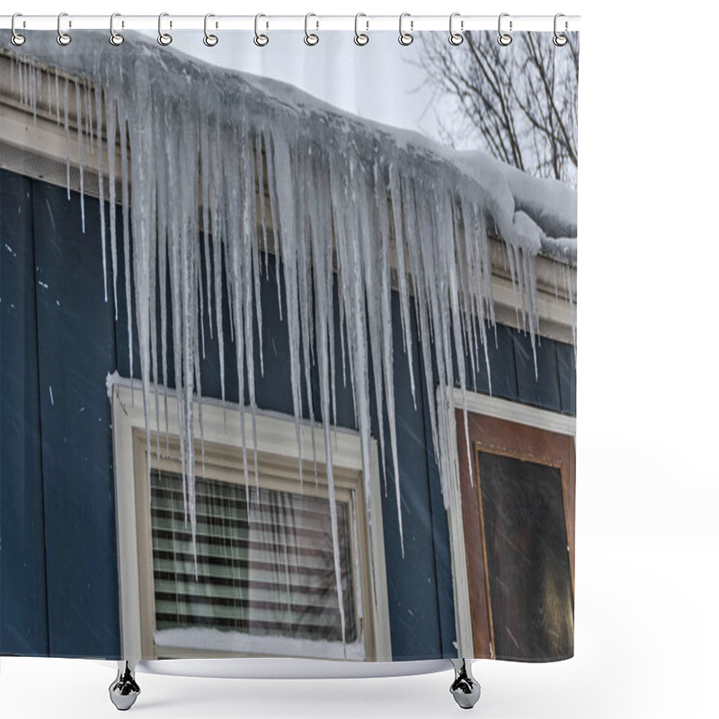 Personality  Large Icicles Hanging From A Roof Shower Curtains