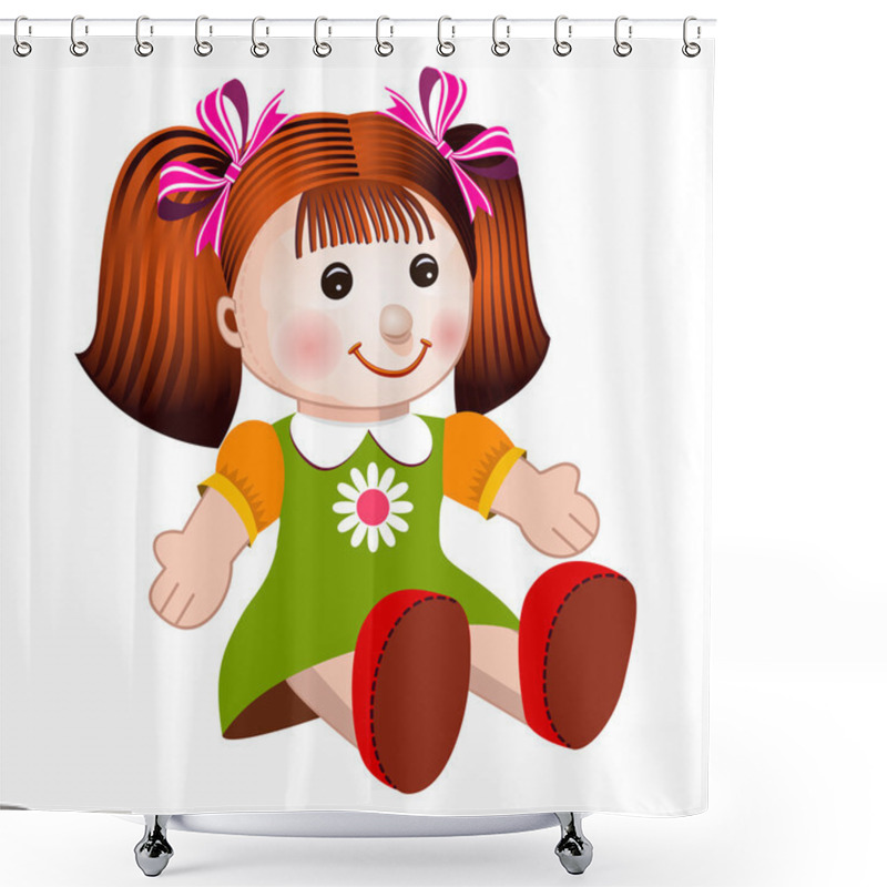 Personality  Girl Doll Vector Illustration Shower Curtains