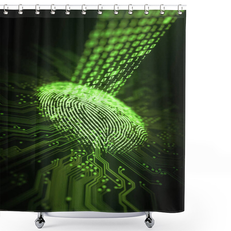 Personality  Fingerprint Binary Microchip Shower Curtains