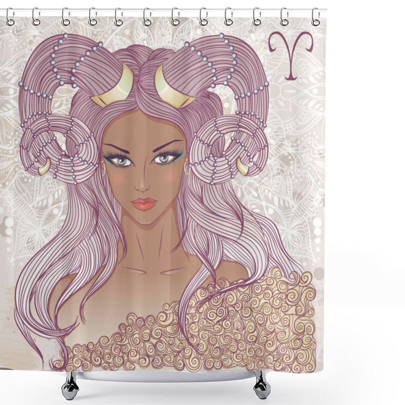 Personality  Astrological Sign Of Aries As A Portrait Of Beautiful African Am Shower Curtains