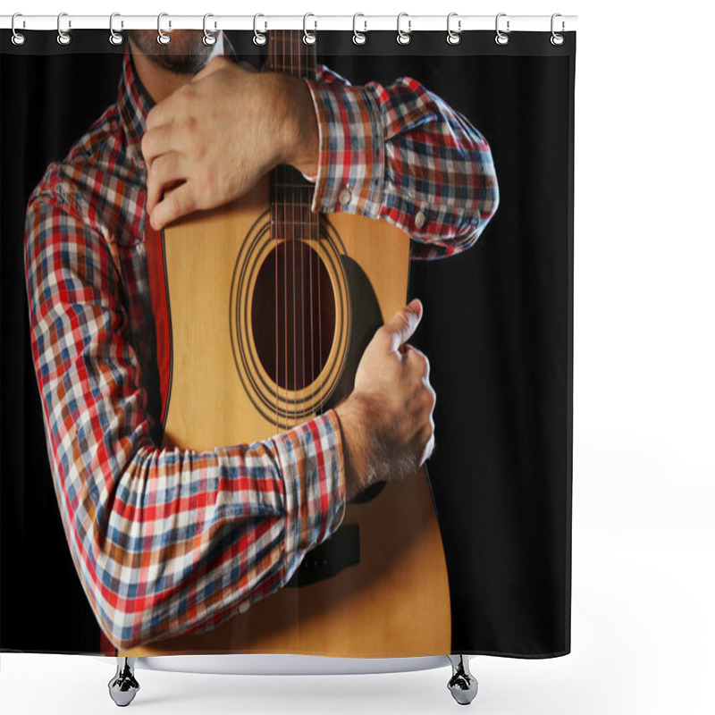 Personality  Young Man With Guitar  Shower Curtains