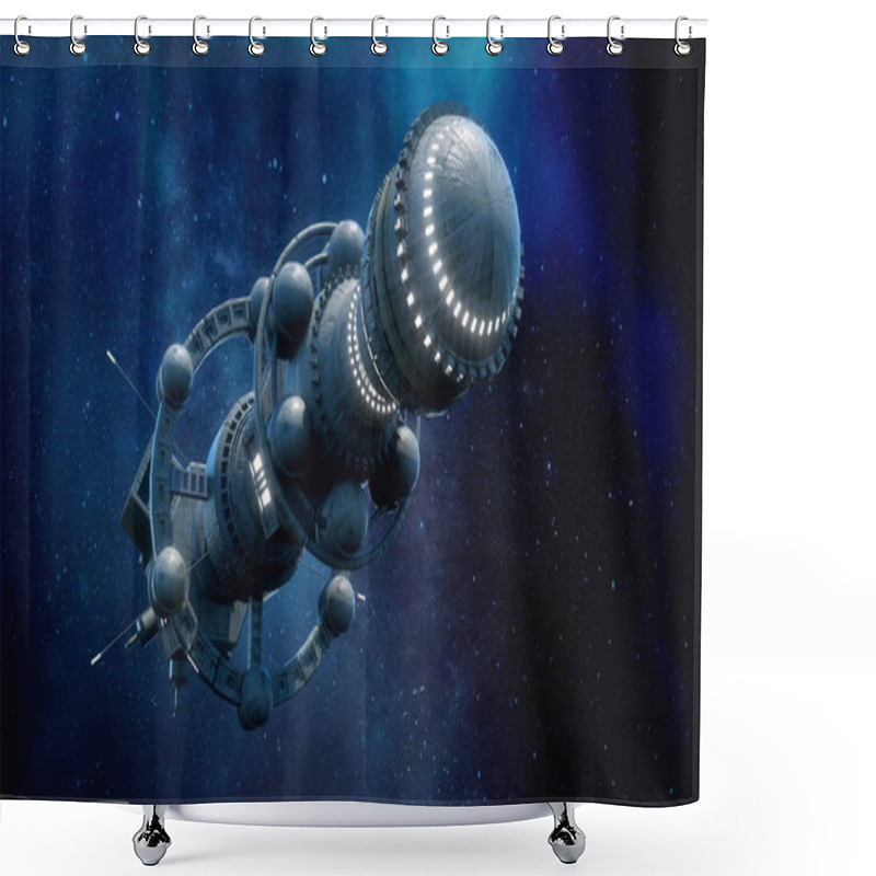 Personality  3d Render. Alien Spaceship Concept Shower Curtains