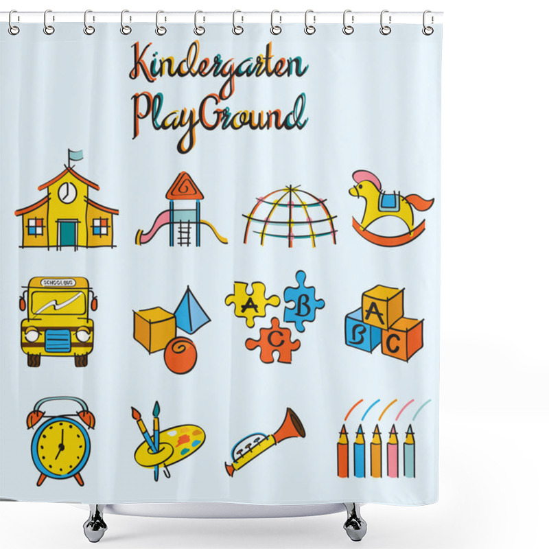 Personality  Kindergarten, Toys And Playground Set Shower Curtains