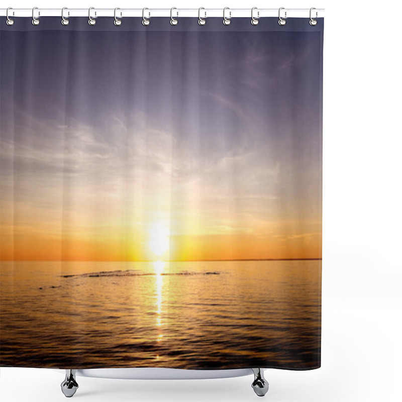 Personality  Calm Lake Surface And Sunset Shower Curtains