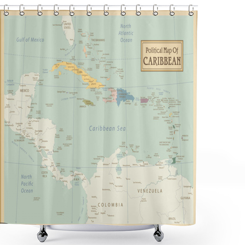 Personality  Caribbean -highly Detailed Map. Shower Curtains