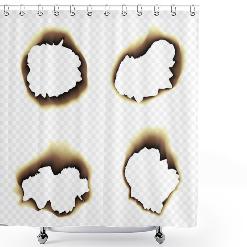 Personality  Burnt Scorched Paper Hole Vector Illustration On Transparent Background Shower Curtains