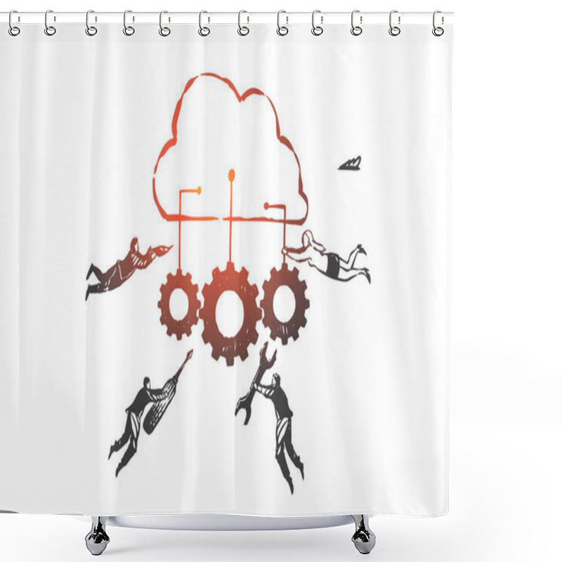 Personality  Software Is A Service SAAS Concept Sketch. Hand Drawn Isolated Vector Illustration Shower Curtains