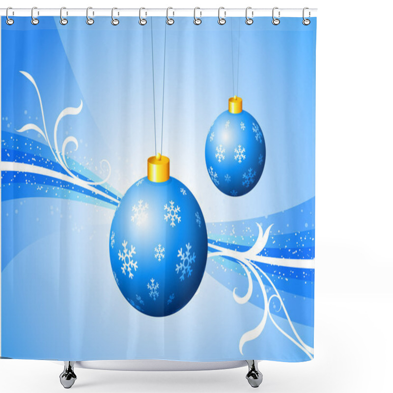 Personality  Blue Ornaments On Abstract Holiday Background Shower Curtains