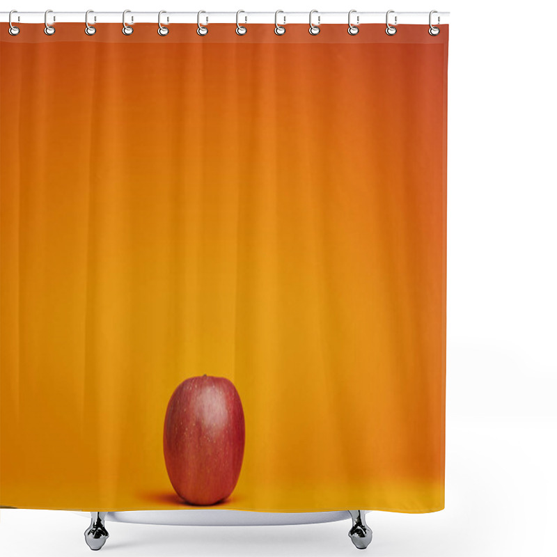 Personality  Fresh Ripe Organic Red Apple On Orange Background Shower Curtains