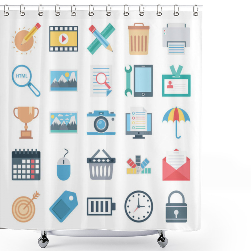 Personality  Web Design, Data And Development Isolated Vector Icons   Shower Curtains