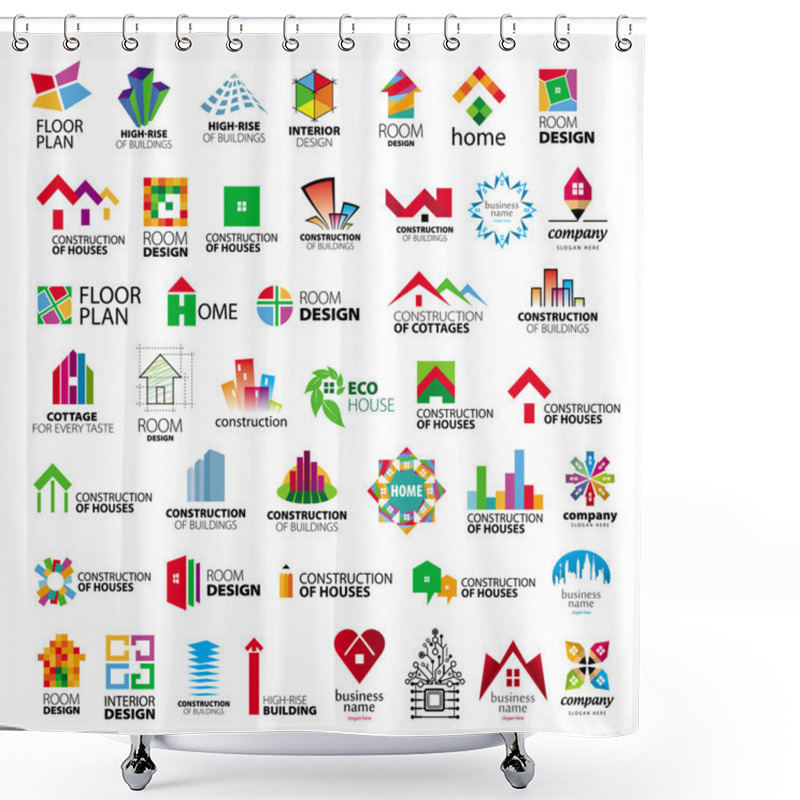 Personality  Collection Of Vector Logos Construction And Home Improvement Shower Curtains