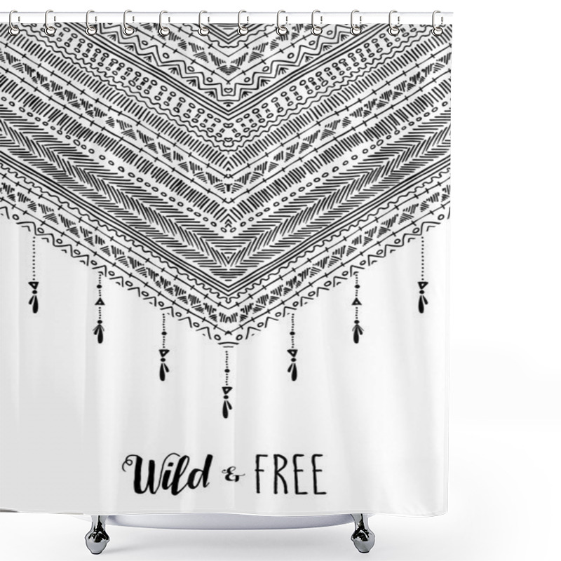 Personality  Wild Free Boho Design In Black And White  Shower Curtains