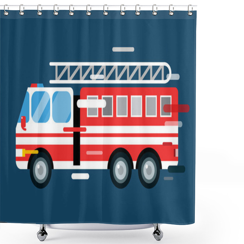 Personality  Fire Truck Car Isolated Vector Cartoon Silhouette Shower Curtains