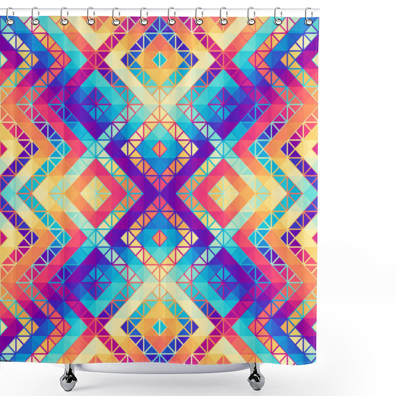 Personality  Abstract Seamless Tileable Pattern. Triangles Aztec Background. Vector Image. Shower Curtains