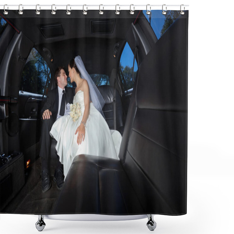 Personality  Wedding Couple In Limo Shower Curtains