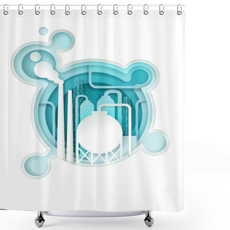 Personality  Chemical Industry Plant Vector Paper Art Illustration Shower Curtains