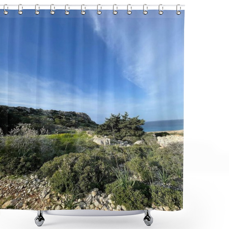 Personality  A Serene Cape Greco Sunrise With Golden Reflections On Water, Soft Morning Mist Enveloping The Peninsula, Creating A Tranquil, Ethereal View. Shower Curtains