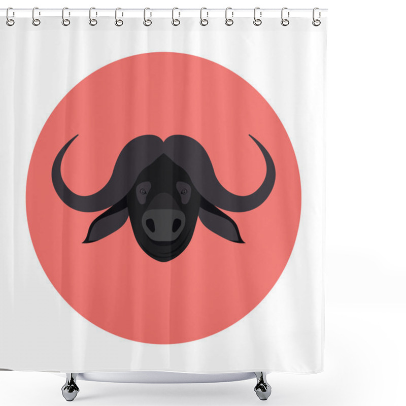 Personality  African Bull Flat Icon Illustration Shower Curtains