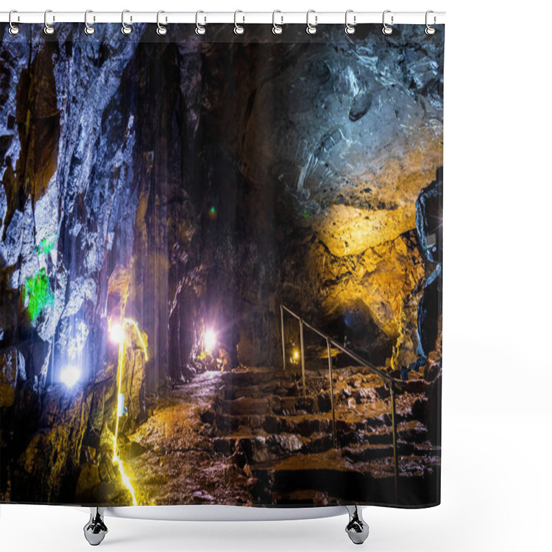 Personality  View Of The Peak Cavern, Also Known As The Devil's Arse, In Castleton, Derbyshire, England, UK Shower Curtains