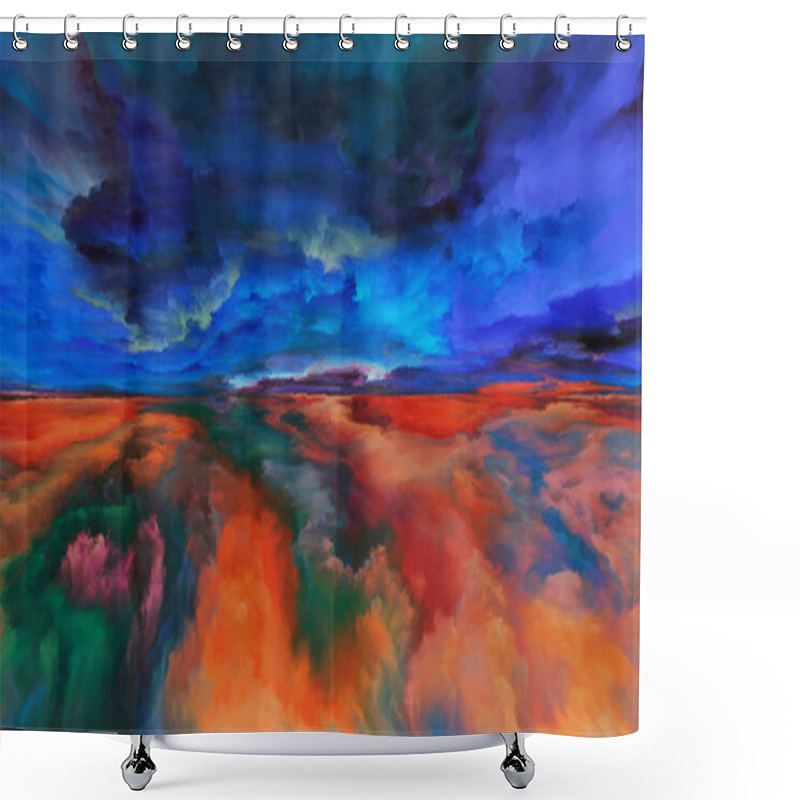 Personality  Evolving Abstract Landscape Shower Curtains