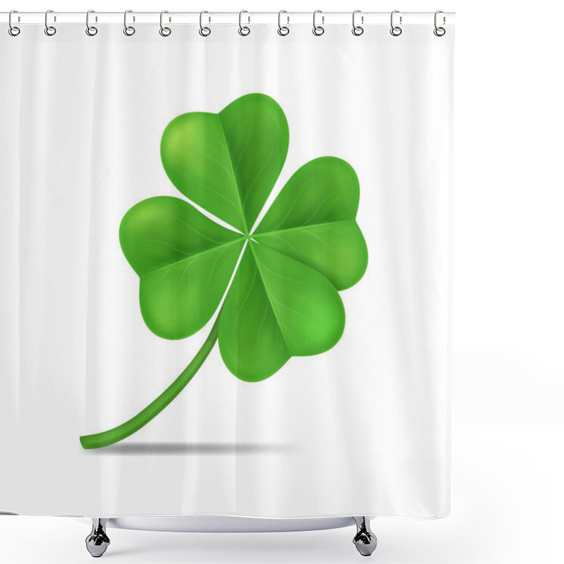 Personality  Realistic 3d Detailed Green Shamrock Leaf. Vector Shower Curtains