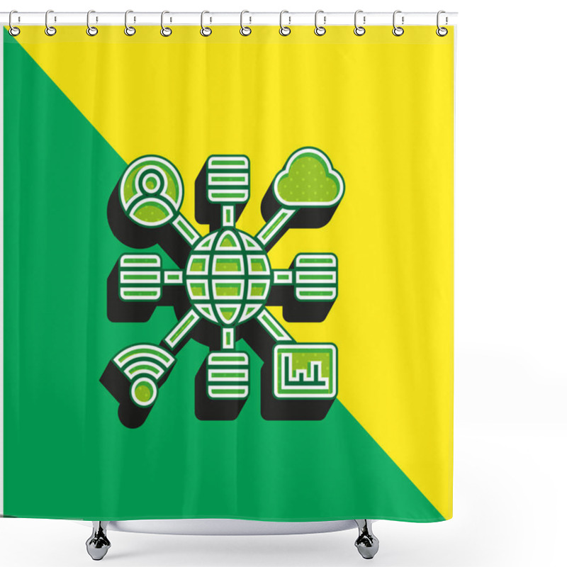 Personality  Big Data Green And Yellow Modern 3d Vector Icon Logo Shower Curtains