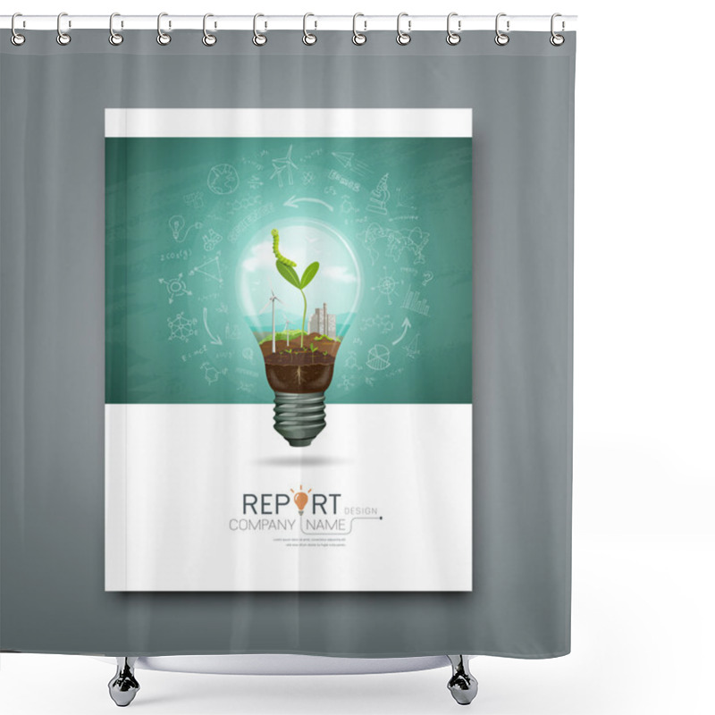 Personality  Cover Annual Report Green Seedlings In A Light Bulb Ecology Concept Shower Curtains