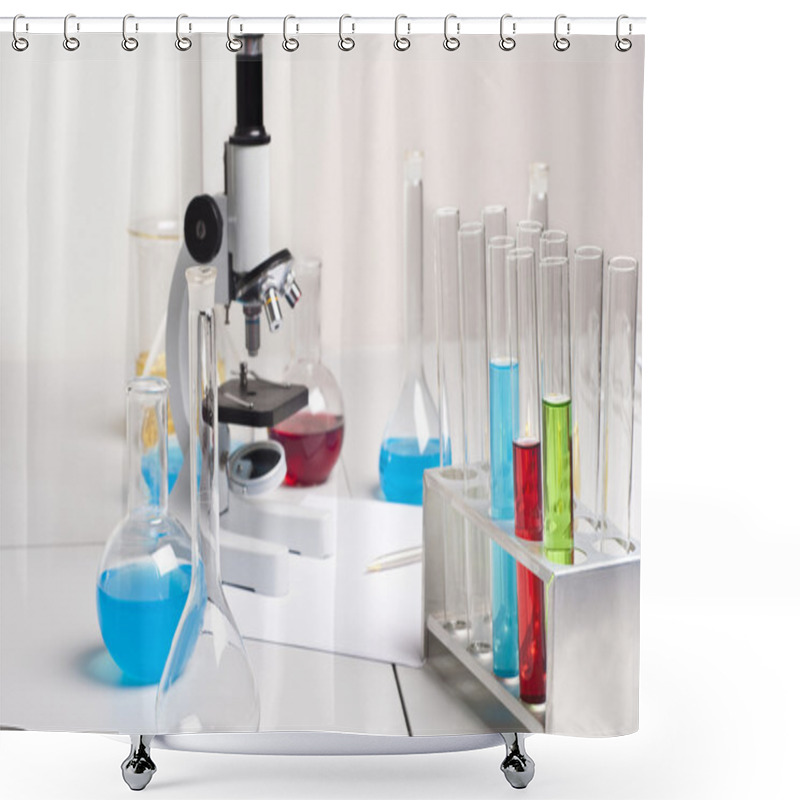 Personality  Lab Flasks, Tubes, Microscope, Lab Workplace Shower Curtains