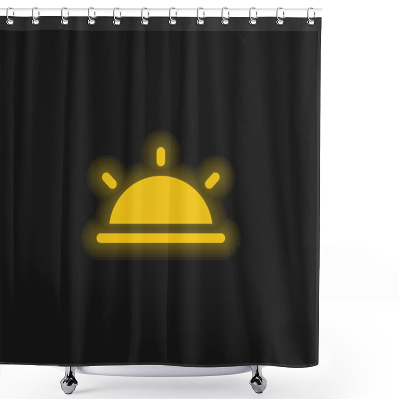 Personality  Black Half Sun Yellow Glowing Neon Icon Shower Curtains