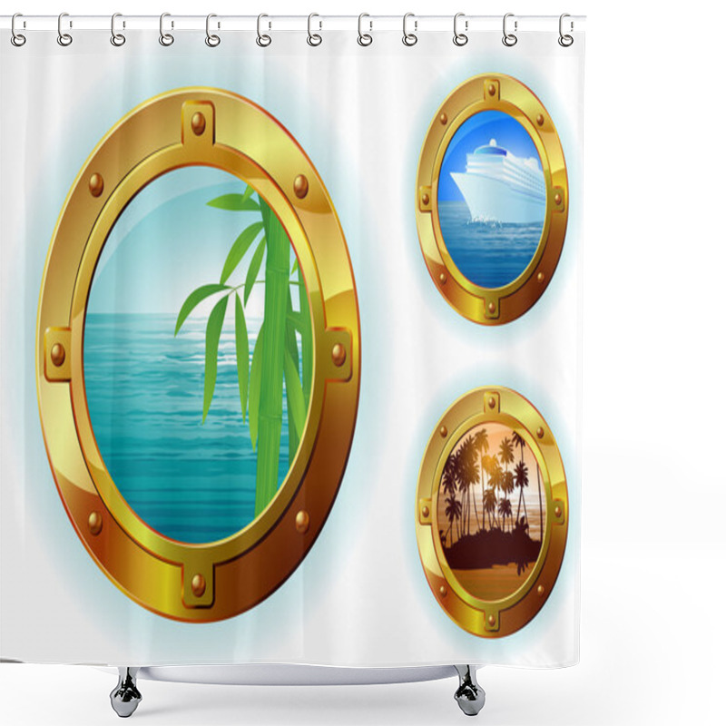 Personality  Cruise Liner Window. Shower Curtains