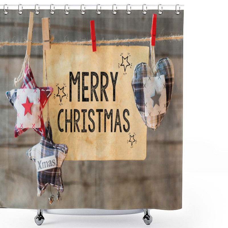 Personality  Merry Christmas Inscription Shower Curtains