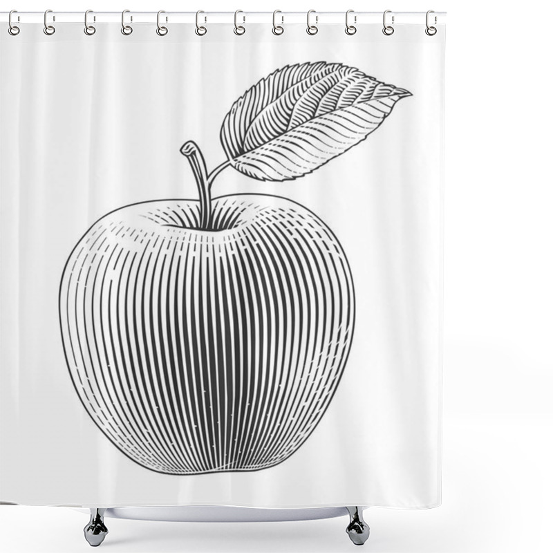 Personality  Apple In Engraving Style Shower Curtains