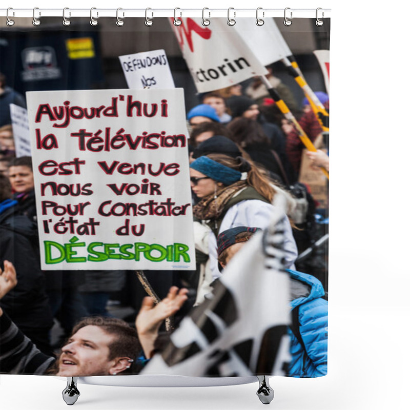 Personality  Protesters In The Streets With Sign, Placard And Flags Shower Curtains