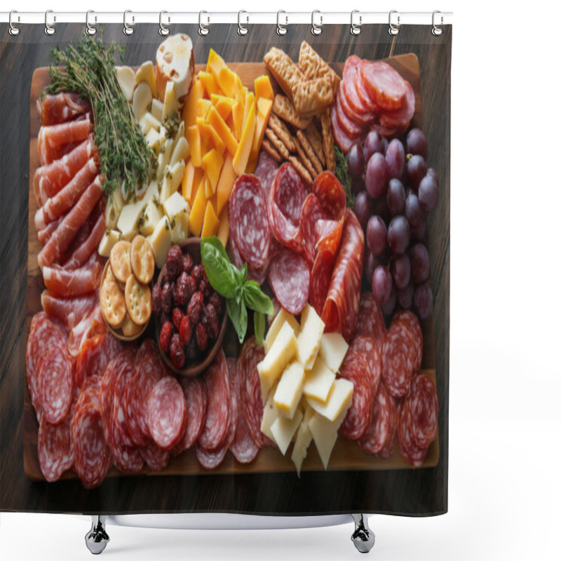 Personality  A Mouth-watering Charcuterie Board Filled With Meats, Cheeses, Fruits, And Nuts, Perfect For Sharing. Shower Curtains